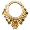 "Queen Bee" Hinge Ring In Gold With Black Diamonds