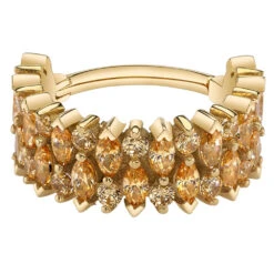 "2 Row Narrows" Hinge Ring In Gold With Champagne CZ's