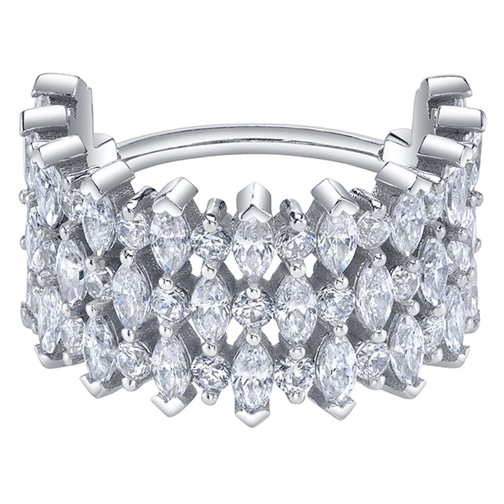 "3 Row Narrows" Hinge Ring In Gold With White CZ's 2 "3 Row Narrows" Hinge Ring In Gold With White CZ's - Image 2