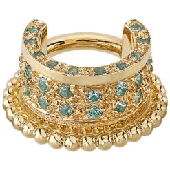 "Westin Cuff" Hinge Ring In Gold With Swiss Blue Topaz'