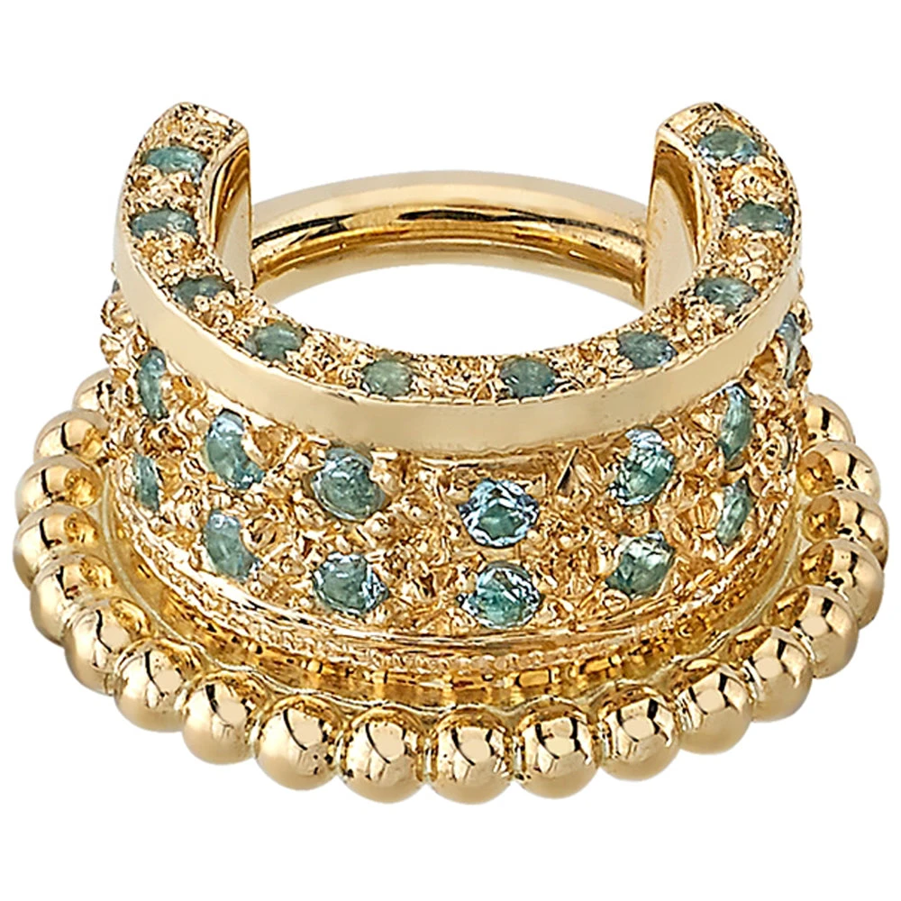 "Westin Cuff" Hinge Ring In Gold With Swiss Blue Topaz' 1 "Westin Cuff" Hinge Ring In Gold With Swiss Blue Topaz'