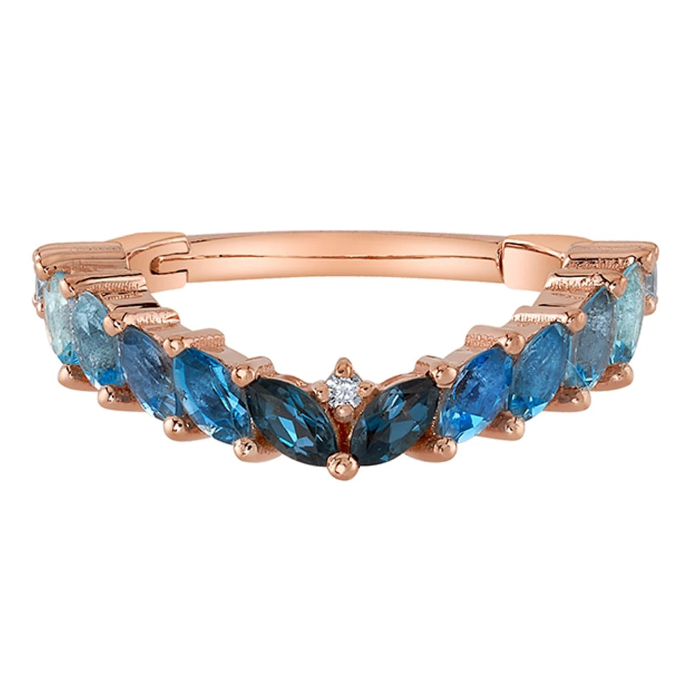 "Carmel" Hinge Ring In Gold With London Blue Topaz, Swiss Blue Topaz, Aquamarine & Diamonds 2 "Carmel" Hinge Ring In Gold With London Blue Topaz, Swiss Blue Topaz, Aquamarine & Diamonds - Image 2