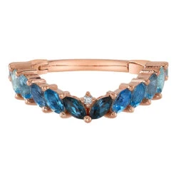 "Carmel" Hinge Ring In Gold With London Blue Topaz, Swiss Blue Topaz, Aquamarine & Diamonds