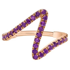 "High Tide" Hinge Ring In Gold With Amethyst