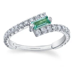 "Finesse Baguette" Hinge Ring In Gold With Mint Beryl & Diamonds