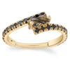 "Finesse Baguette" Hinge Ring In Gold With Tourmalinated Quartz & Black Diamonds