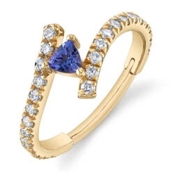 "Finesse Trillion" Hinge Ring In Gold With Tanzanite & Diamonds