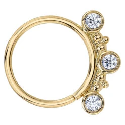 "Eden 3" Nostril Seam Ring In Gold With DIAMONDS