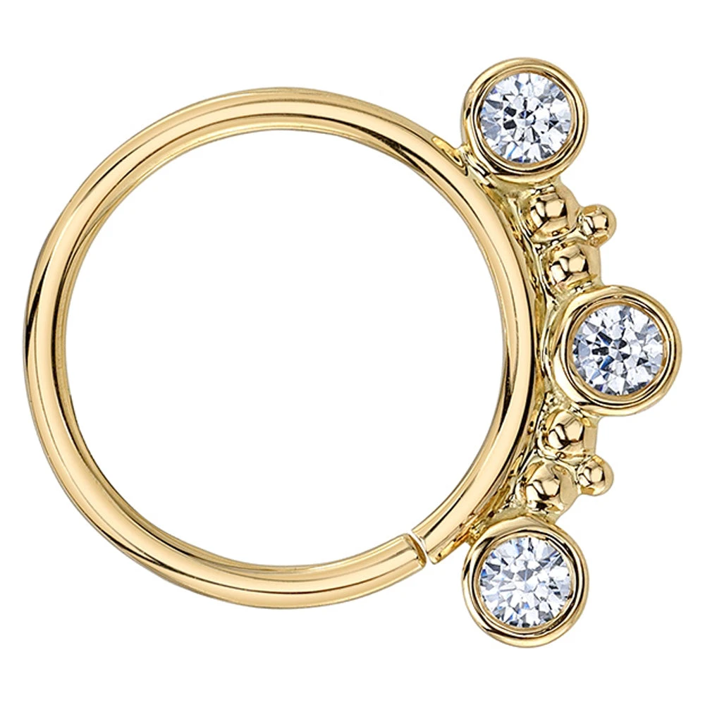 "Eden 3" Nostril Seam Ring In Gold With DIAMONDS 1 "Eden 3" Nostril Seam Ring In Gold With DIAMONDS