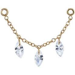 "Rocco" Chain Attachment In Gold With White CZ's