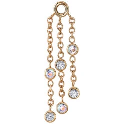 "Innocence" Chain Charm In Gold With DIAMONDS & Mercury Mist Topaz