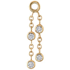 "Mischief" Chain Charm In Gold With White CZ's