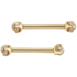 Hammered Bead Prong Nipple Barbells In Gold