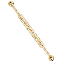 "Celestial" Industrial Barbell In Gold With DIAMONDS