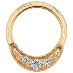 "Lacey" Seam Ring In Gold With White CZ's