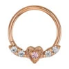 "Flying Heart" Seam Ring In Gold With Pink CZ & White CZ's