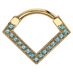 "Nairobi" Hinge V Ring In Gold With Ice Blue Topaz'