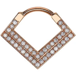 "Nairobi Dual" Hinge V Ring In Gold With White CZ's