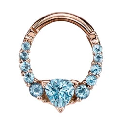"Carina" Hinge Ring In Gold With Swiss Blue Topaz'