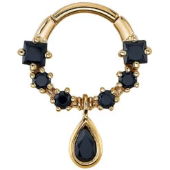 "Vega" Hinge Ring In Gold With Onyx