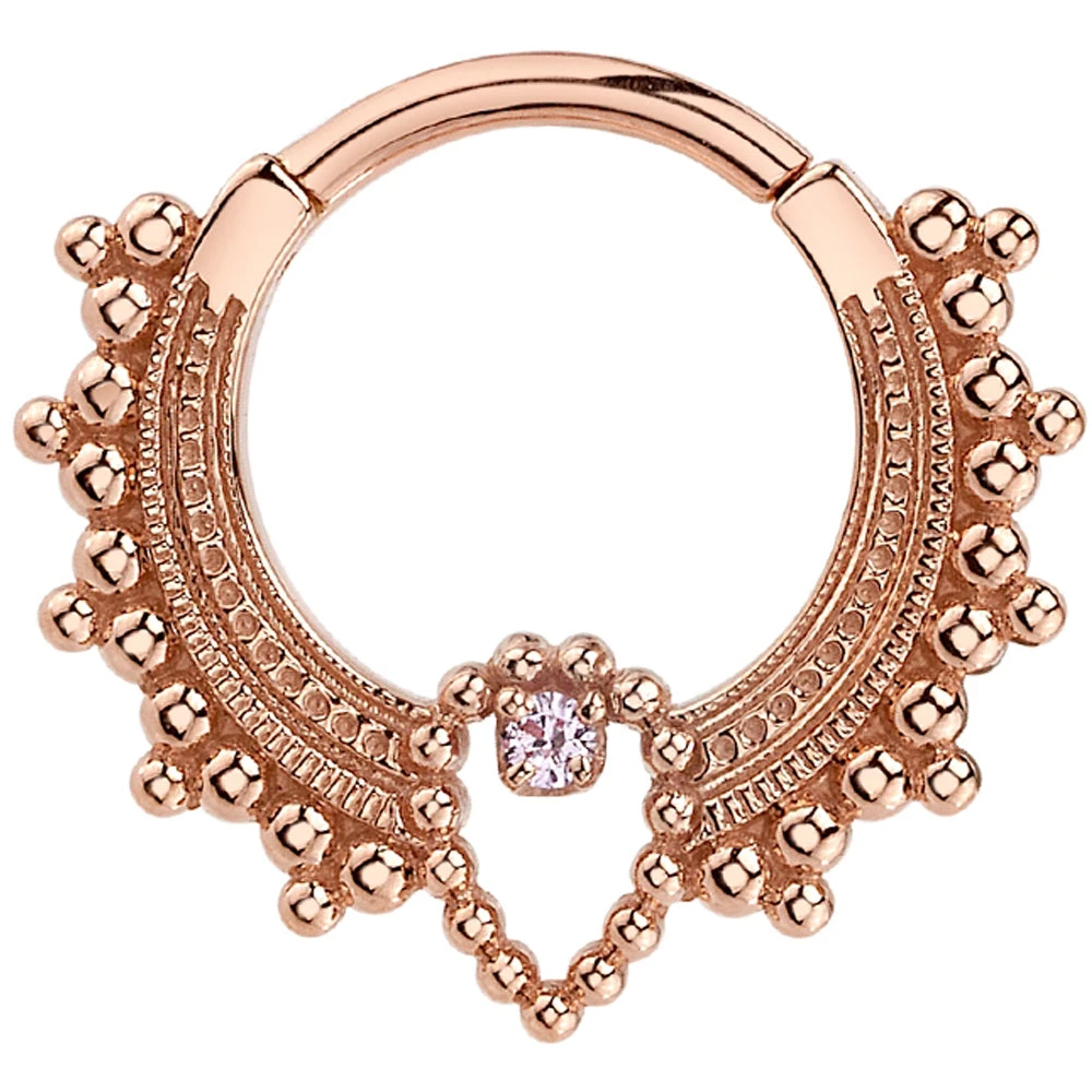 "Pandora" Hinge Ring In Gold With Light Pink Sapphire 1 "Pandora" Hinge Ring In Gold With Light Pink Sapphire