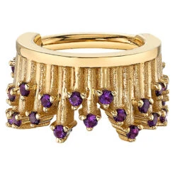 "Take A Bow " Hinge Ring In Gold With Amethyst