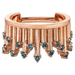 "Take A Bow " Hinge Ring In Gold With London Blue Topaz
