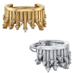 "Take A Bow " Hinge Ring In Gold With White CZ's