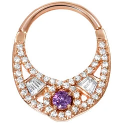 "La Mirada" Hinge Ring In Gold With DIAMOND & Amethyst