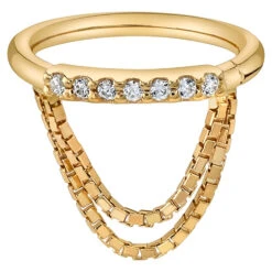 "Machina" Seam Ring In Gold With White CZ's