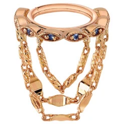 "Rapture" Hinge Ring In Gold With London Blue Topaz'