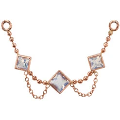 "Zephyr" Chain Attachment In Gold With Faceted Rainbow Moonstones