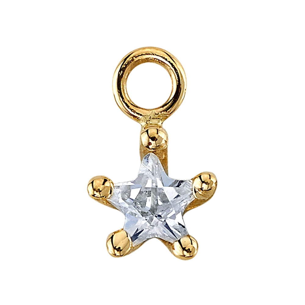 Star Point Prong Charm In Gold With White CZ 1 Star Point Prong Charm In Gold With White CZ