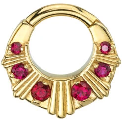 "Azval" Hinge Ring In Gold With Rubies