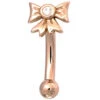 Gift Bow Gold Curved Barbell With DIAMOND