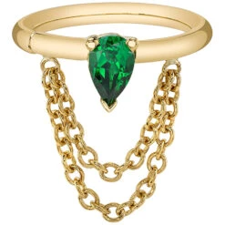 "Call Me!" Hinge Ring In Gold With Chrome Tsavorite