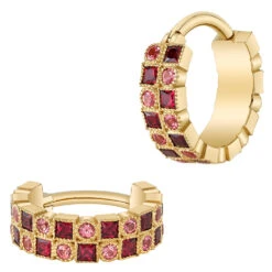 "Talus" Cuff Hinge Ring In Gold With Padparadscha Sapphire & Red Spinel