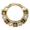 "Talus" Hinge Ring In Gold With Smoky Quartz & White CZ's