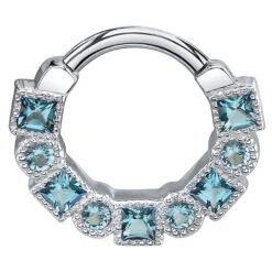 "Talus" Hinge Ring In Gold With Swiss Blue Topaz
