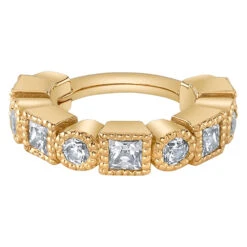 "Talus" Hinge Ring In Gold With White CZ's