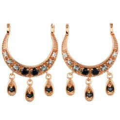 "Bombay Nights" Stirrup Charm In Gold With White CZ, Grey CZ & Black CZ's