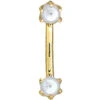 Pearl Bead Prong Curved Barbell In Gold