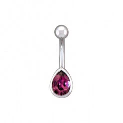 Pear-Cut Gem In Bezel Navel Curve In Gold With Rhodolite