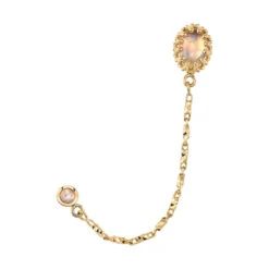 "Estelle" Dual End In Gold With Rainbow Moonstone