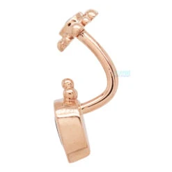 Beaded Pear J Curve In Gold With Sandblasted Amethyst -Body Vision Los Angeles BVLABodyVision BeadedPearNavelCurveinGoldwithSandblastedAmethystRG3